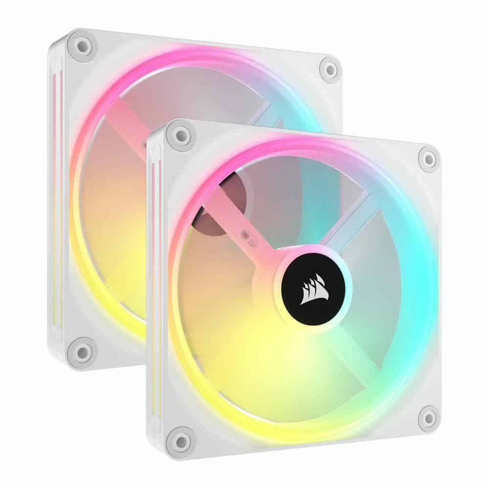 (image for) Corsair iCUE LINK QX140 RGB White Dual 140mm PWM Fan Starter Kit with iCUE LINK System Hub